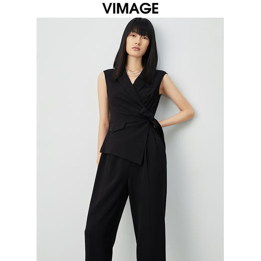 VIMAGE纬漫纪夏季假两件拼接宽松连体裤连衣裤休闲裤女裤V1507109 商品图3