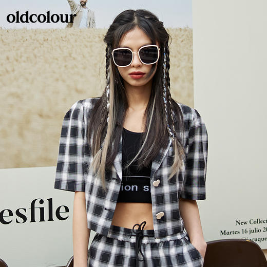 oldcolour2022春夏新品休闲气质格子短袖短外套女BO21041020B 商品图1