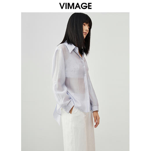 VIMAGE纬漫纪夏季新款简约时尚气质衬衫女衬衣女上衣V1709316 商品图3