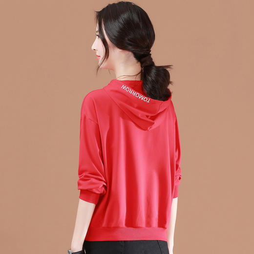 字母印花套头女士卫衣新款韩版红色连帽休闲上衣   GYM-D3000 商品图2