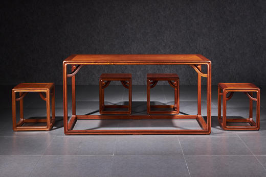 红桥红 家具严选  缅甸花梨(大果紫檀）  【146 囧字休闲桌 六件套】 商品图2