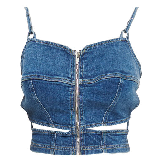   NUTH21SS 夏季牛仔背心吊带收腰拉链设计感显瘦上衣 商品图4