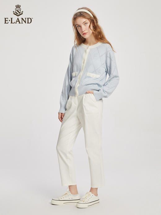 ELAND衣恋温柔清新甜美舒适圆领短款针织开衫女EECKC23Q3N 商品图1