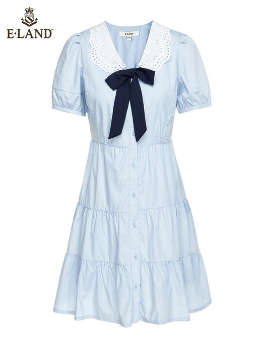 ELAND衣恋复古温柔花边娃娃领少女感连衣裙女EEOWC24H3C 商品图4