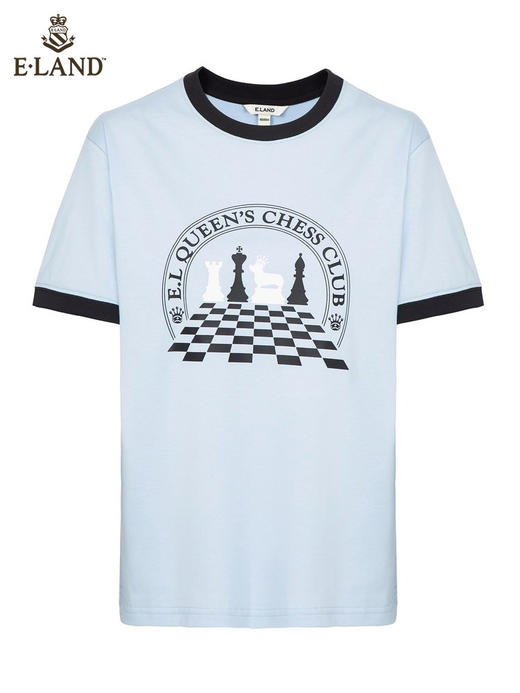 ELAND衣恋2022年春季新款撞色圆领宽松休闲时尚印花T恤女EERAC23Q1N 商品图4