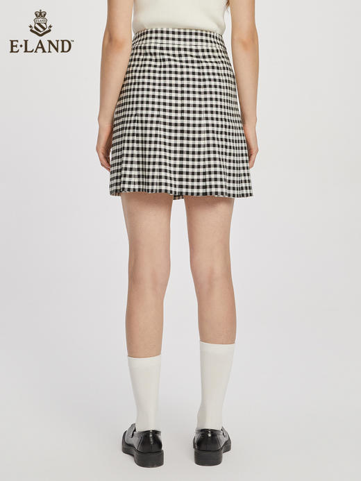 ELAND衣恋复古格纹高腰设计感小众时尚半身裙女EEWHC23N3M 商品图2