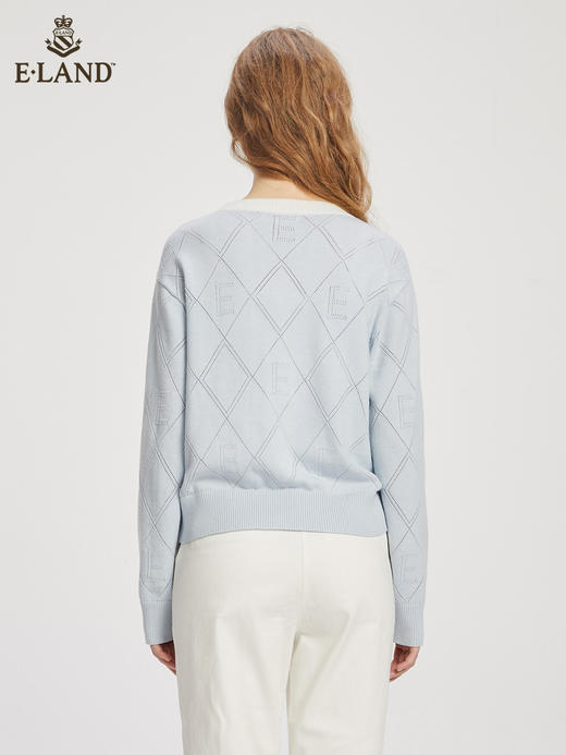 ELAND衣恋温柔清新甜美舒适圆领短款针织开衫女EECKC23Q3N 商品图2