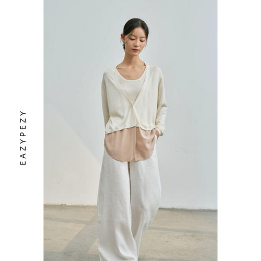 真丝羊绒精纺V领拼接真丝 商品图1