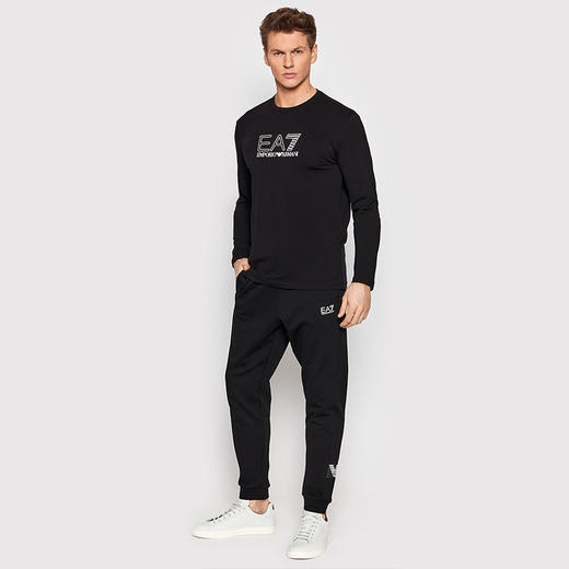 EMPORIO ARMANI EA7 阿玛尼 男士圆领长袖T恤 黑色 3LPT64 PJ03Z 1200 商品图3
