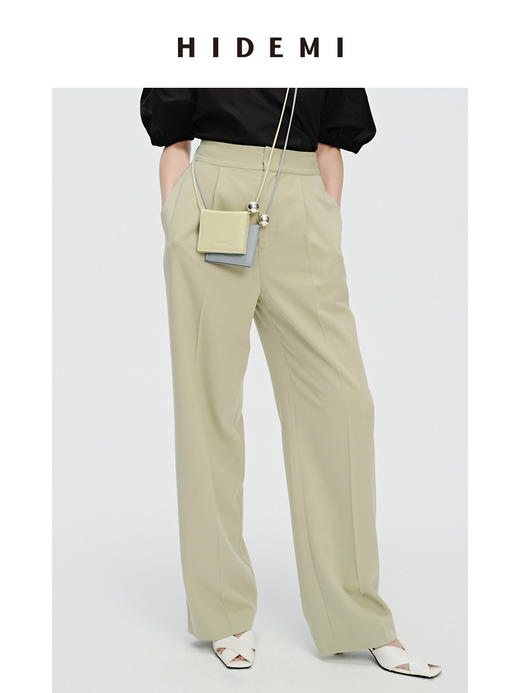 HIDEMI 开心果绿显瘦高腰薄款直筒西裤神裤 商品图1