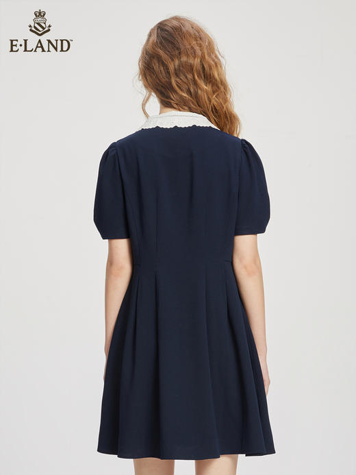 ELAND衣恋优雅大方蕾丝领口收腰显瘦连衣裙女EEOWC24H5B 商品图2