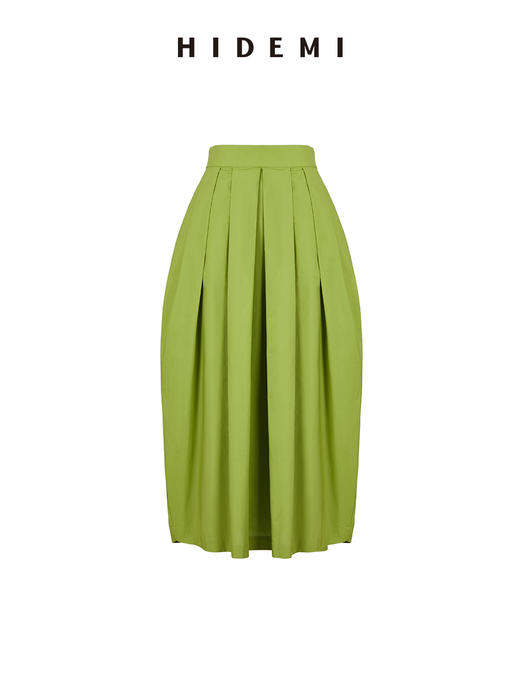 HIDEMI 简约拉链设计感自然棉质三件套套装 苹果绿衬衫/苹果绿茧型半身裙/雾霾蓝衬衫/雾霾蓝茧型半身裙/苹果绿短背心/雾霾蓝短背心 商品图12