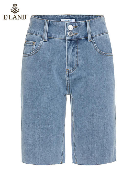 ELAND衣恋2022年春季新款宽松休闲时尚两粒扣复古时髦牛仔短裤女EETJC24H3B 商品图4