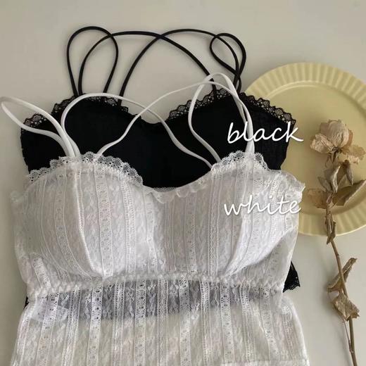 夏季少女bra白色蕾丝背心带胸垫美背吊带裹胸打底外穿内衣女抹胸国庆清明出游 商品图7