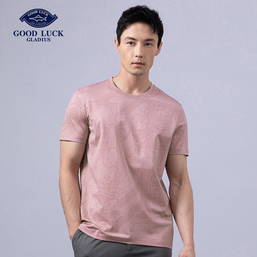 GOOD LUCK/德鲨弹力棉质舒适柔软印花时尚圆领短袖T恤LY13557 商品图2