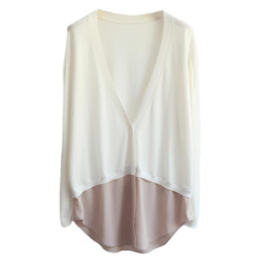 真丝羊绒精纺V领拼接真丝 商品图4