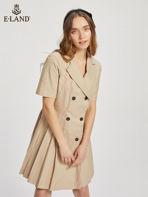 ELAND衣恋气质时尚双排扣通勤优雅西装百褶裙女EEOWC23H1C 商品图1