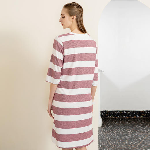 I'd爱帝女士纯棉睡裙中袖可外穿过膝长裙 商品图2