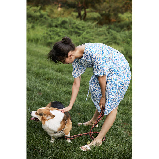 HeyDress碎花连衣裙女夏季新款清新素雅复古收腰设计感灯笼袖裙子 商品图1