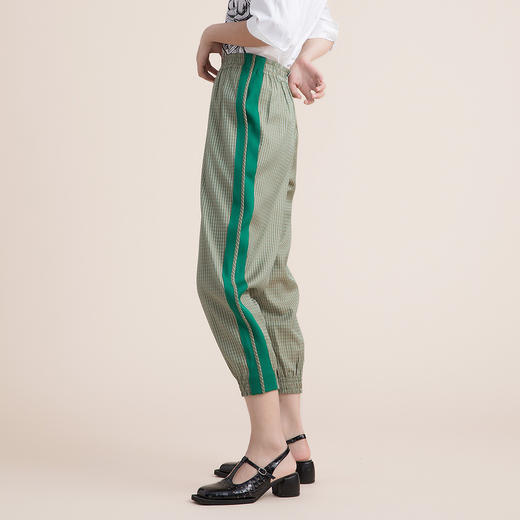 谜底休闲裤女2022夏季新款时尚简约条纹个性九分裤女222MK0583 商品图1