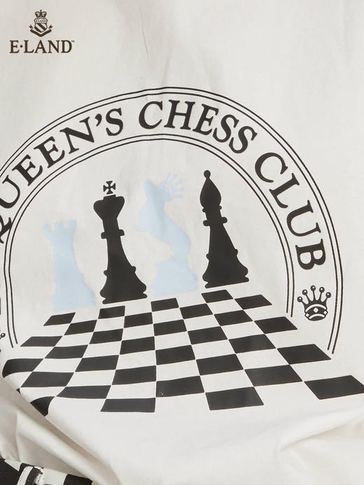 ELAND衣恋2022年春季新款撞色圆领宽松休闲时尚印花T恤女EERAC23Q1N 商品图3