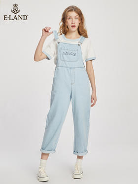 ELAND衣恋元气俏皮甜美可爱显瘦直筒背带牛仔裤女EETJC24Q1N