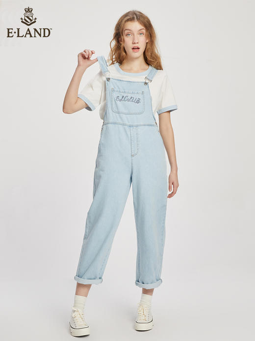 ELAND衣恋元气俏皮甜美可爱显瘦直筒背带牛仔裤女EETJC24Q1N 商品图0