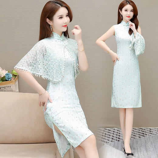 YWE  D801贵夫人两件套装连衣裙改良版旗袍裙子 商品图0