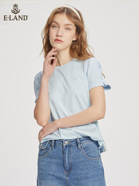 ELAND衣恋2022年春季新款简约纯色个性袖口小众设计感柯基T恤女EERAC24H2M