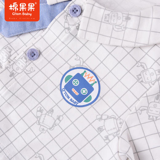 棉果果夏季男童纯棉小绅士短袖对开连体衣M212722222345 商品图4