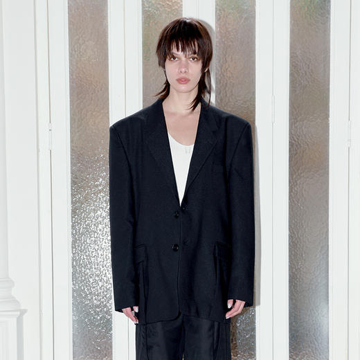   NUTH原创设计黑色大廓形宽垫肩宽松休闲西装男Oversize西服女百搭 商品图2