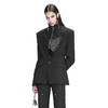   NUTH拼皮打褶宽肩修身廓形黑色西服小高领收腰西装 商品缩略图0