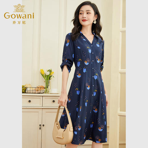 乔万尼重磅真丝连衣裙夏新款大牌高端桑蚕丝短袖EF2E361 商品图3