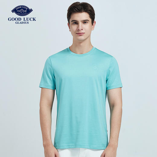 GOOD LUCK/德鲨棉混纺舒适柔软多彩净色简约圆领短袖T恤LY13533 商品图6