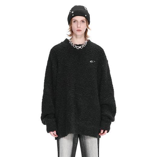 NUTH 慵懒时髦毛圈百搭毛衣宽松圆领长袖套头OVERSIZE针织衫 商品图3