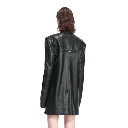 NUTH拼皮立领多结构撞钉装饰皮西服外套 商品图2