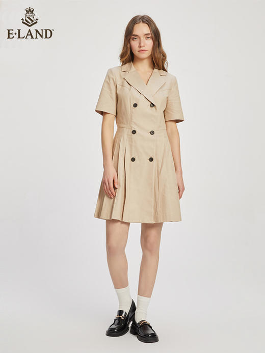 ELAND衣恋气质时尚双排扣通勤优雅西装百褶裙女EEOWC23H1C 商品图0