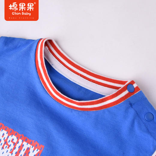 棉果果夏季男童纯棉假两件短袖连体衣运动休闲风M212727222344 商品图6