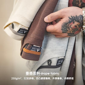 老米优品/ 马登工装 美式复古250g华夫格圆领针织短袖T恤半袖打底衫男夏