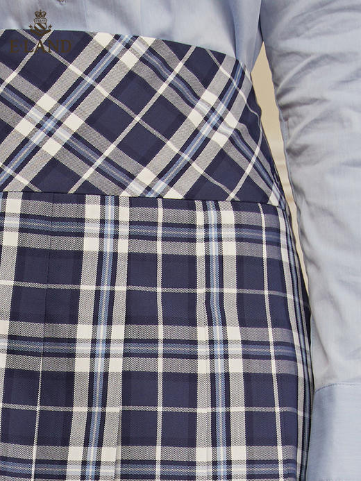 ELAND衣恋JK学院风高腰显瘦格纹百褶裙半身裙女EEWHC23N2M 商品图3