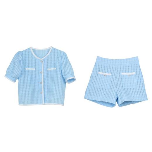 黛唯梵御姐夏装套装女2022年新款名媛风减龄上衣高腰显瘦短裤时尚两件套国庆清明出游 商品图8