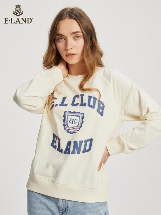 ELAND衣恋2022年春季新款清新时尚宽松休闲字母印花圆领卫衣女EEMTC23Q1N 商品图0