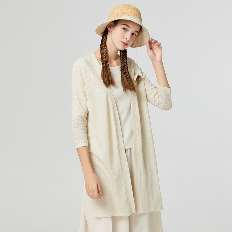 Famecoco范可儿温柔系穿搭薄外套春夏小香风针织开衫女F223DA002