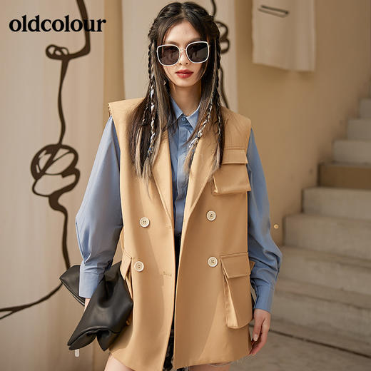 oldcolour春季新款休闲宽松挺括百搭通勤无袖马夹女BO12032090B 商品图3