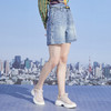 谜底2022夏季新款时尚减龄洗水磨白A型牛仔新疆棉短裤女225MK6017 商品缩略图1