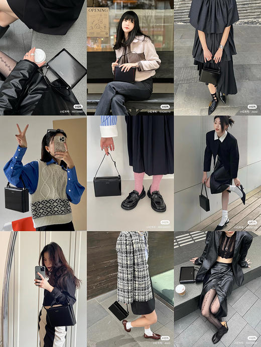 HIDEMI 经典牛皮可拆卸双肩带box豆腐包中号  黑色/冰蓝色/砖红色/开心果绿 商品图2