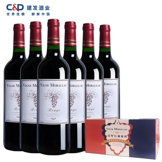 建发酒业 法国原瓶进口红酒 莫堡干红葡萄酒礼盒 13度750ml 果香细浓郁 红酒 750ml6瓶装（整箱装） 商品图0