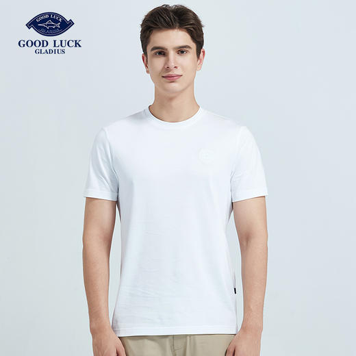 GOOD LUCK/德鲨棉混纺舒适柔软多彩净色简约圆领短袖T恤LY13533 商品图1