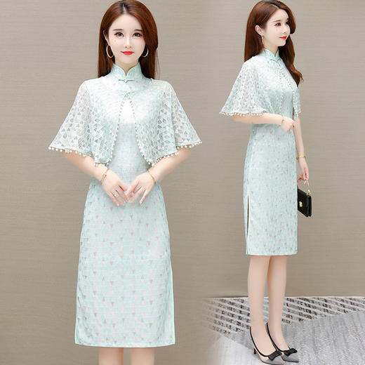 YWE  D801贵夫人两件套装连衣裙改良版旗袍裙子 商品图4