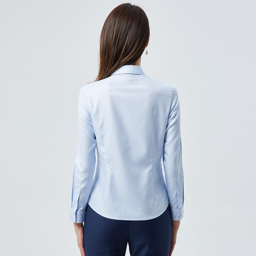 【100棉免烫抗皱】罗蒙春夏长袖衬衫女士正装商务通勤细格纹衬衣女 商品图1